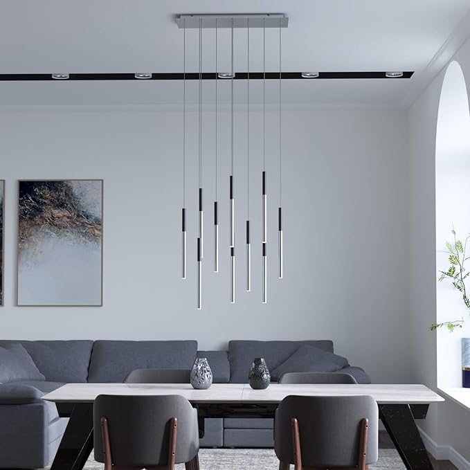 ALTAIR 10 Mini Pendant Lighting Black-Nickel - LED Hanging Light Fixture for Kitchen Island, Bar, Foyer - Cluster Pendants - Dimmable, Adjustable Wire, Lamp Bulb Included