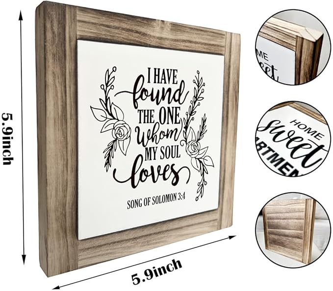 Christian Sign, Box Wood Plaques Desk Décor, Inspirational Scripture Sign, Bedroom Decor, Religious Wedding Decor, Gift for Lover, I Have Found the One Whom My Soul Loves - Song of Solomon 3:4