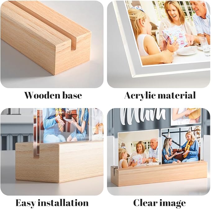 Custom Picture Frames, Customized Photo Frame with Night Light, Personalized Picture Frame, Personalized Anniversary Christmas Birthday Gifts for Women Men Girlfriend Boyfriend Couples Him Her