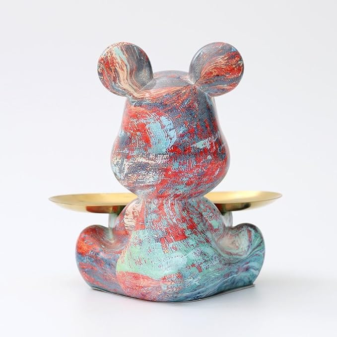 Bear Statue Resin Tray Animal Sculpture, Sitting Bear for Home Decor and Office, Suitable for Bedroom, Living Room, Office on Table, Desktop, Shelves and Cabinet (Splash 2)