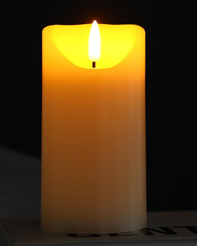 4"x10" Flickering Flameless Candles with Remote Timer, 4" Diameter Extra-Large White Pillar, Wax, 1 Pack Tall LED Battery Operated Candles for Home, Rustic and Farmhouse Decor (H 10")