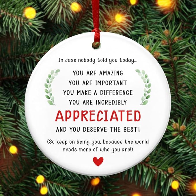 Christmas Inspirational Gifts for Women Men - Ceramic Christmas Ornaments 2025 for Tree Decorations - Motivational Teacher Appreciation Gifts for Coworker Friends, Stocking Stuffers for Women