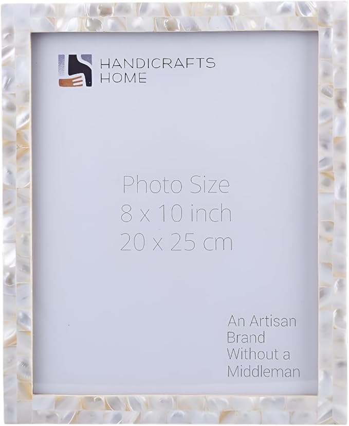 Handicrafts Home 8x10 Picture Frame Mother of Pearl Collection, Handcrafted Photo Frame, Small Picture Frame for Living Room, Wall Decor, Office Desk Decor, Vintage Picture Frames, Gift for her, Thanksgiving gift for friends & Family
