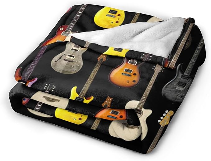 Tijuboni Guitar Music Throw Blanket Guitar Gifts for Girls Boys Women Men Kids Adults Soft Flannel Fleece Blanket for Couch Sofa Bed Home Decor 40"x50"