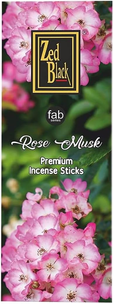ZED Black Rose Musk Incense Sticks - 20 Sticks per Box -& 6 Boxes Inside (Total 120 Sticks) Premium Quality Incense Sticks for Relaxation, Yoga.