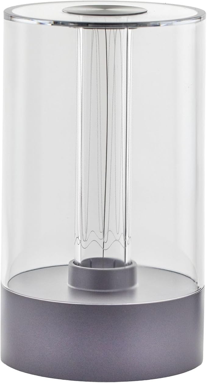 Cordless Table Lamp – Rechargeable Touch Control Bedside Lamp, Dimmable Warm White LED Light with USB-C Charging, 1800mAh Battery, Modern Silver Design, Etched Filament-Style Glow