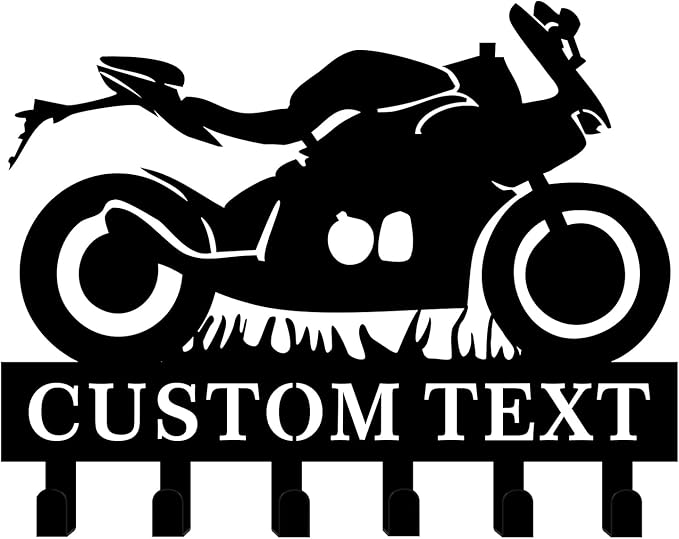 Personalized Motorcycle Key Holder for Wall Custom Family Name Metal Key Rack Key Hooks for Wall Key Rack Coat Hooks Personalized Gifts for Dad Garage