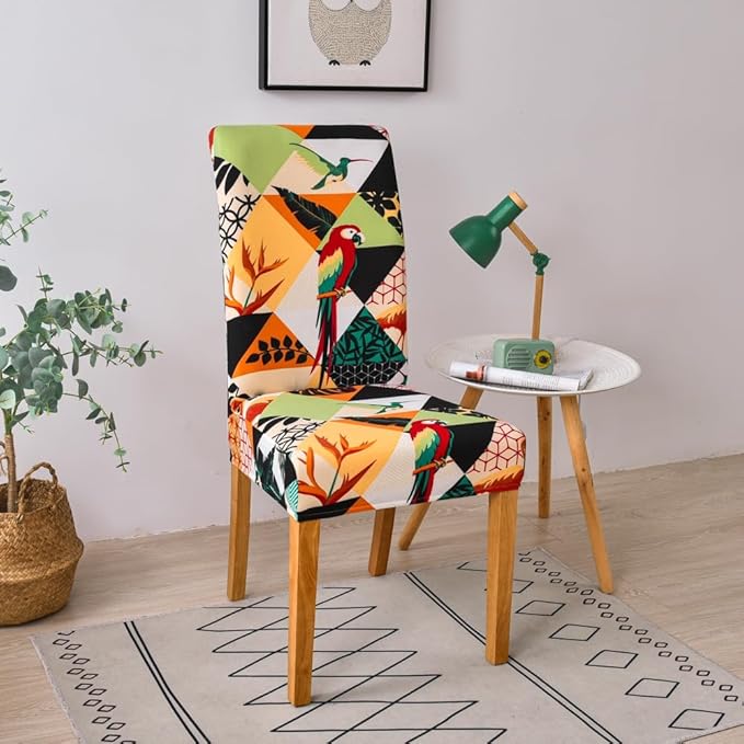 Senllori Dining Room Chair Covers Set of 6,Printed Pattern Parsons Chair Slipcovers Removable Washable Kitchen Seat Dining Chairs Protector Cover for Home or Party