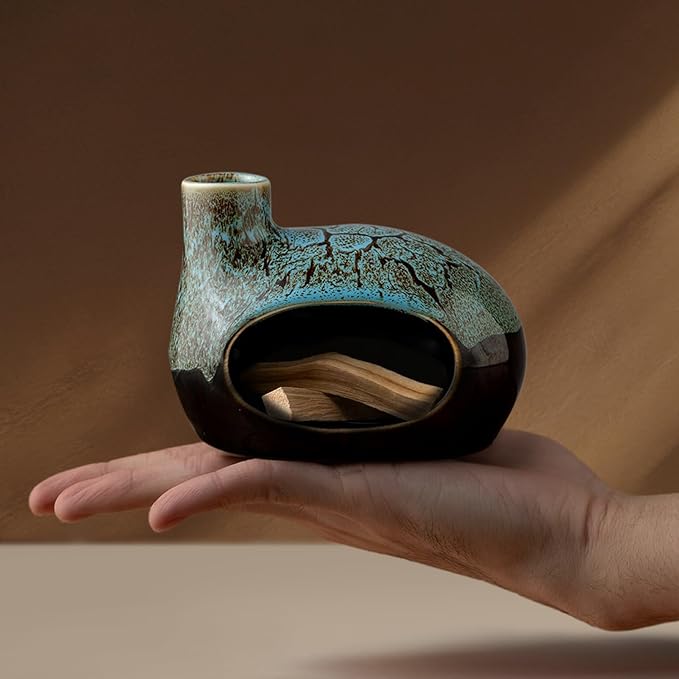 Handcrafted Ceramic Palo Santo Holder – Artistic Incense Burner for Meditation, Mindfulness & Zen Home Decor – Wabi-Sabi Style Cone Sculpture, Gift for Yoga, Relaxation & Aromatherapy