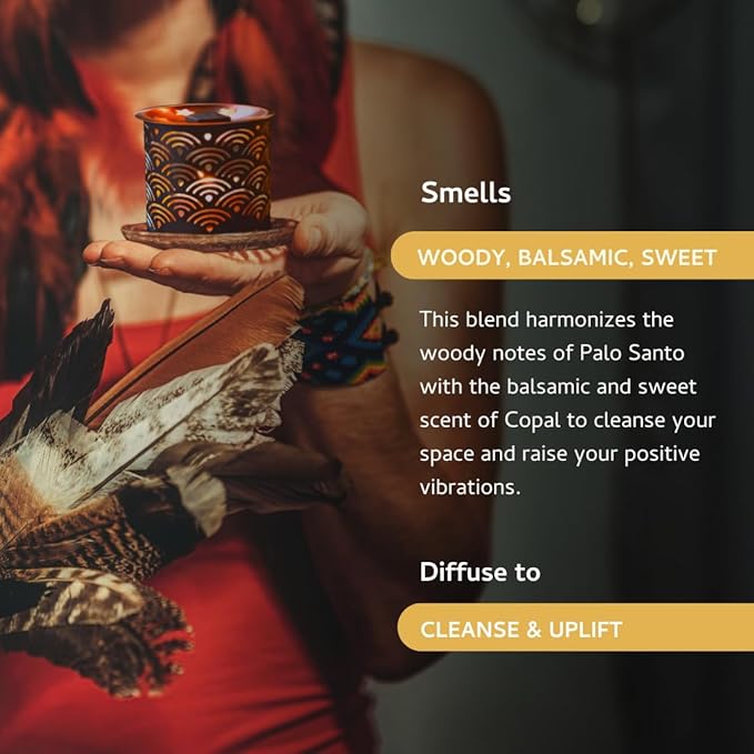 Palo Santo & Copal Smokeless Incense Bricks & Oriental Burner | 2 x 9 Bricks | Aromatherapy | Smudging | Made with Essential Oils | Natural Air fresheners for Home | Spiritual Meditation Accessories