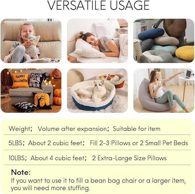 30LBS Bean Bag Filler - Shredded Memory Foam Beanbag Filling Pillow Stuffing Bean Bag Refill for Couch Cushion Stuffed Animals Dog Bed Chair Arts Crafts