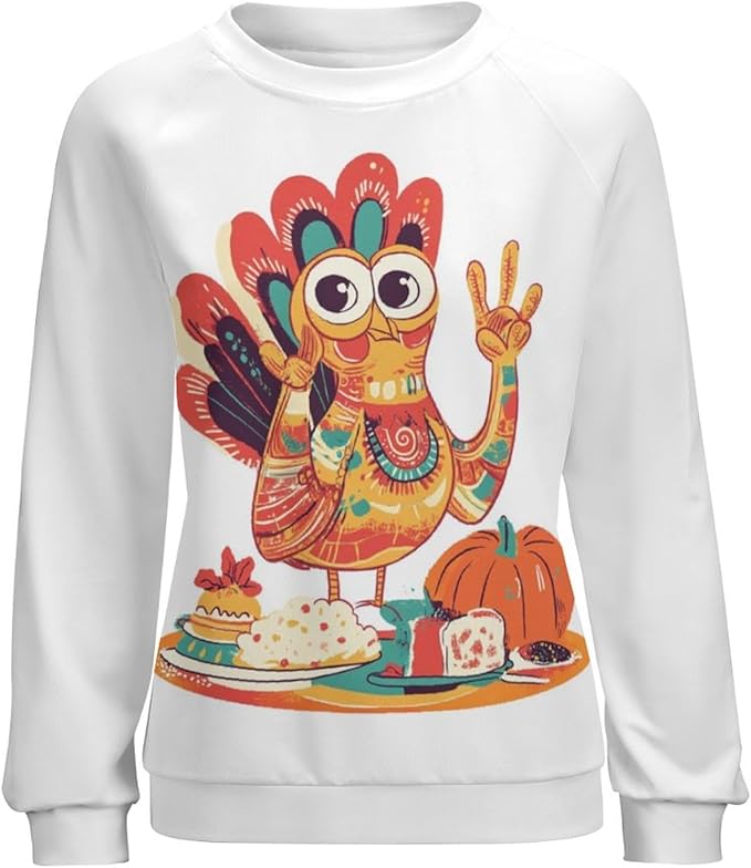 Thanksgiving Sweatshirt for Women Crewneck Pullover Casual Graphic Long Sleeve Shirts Sweater
