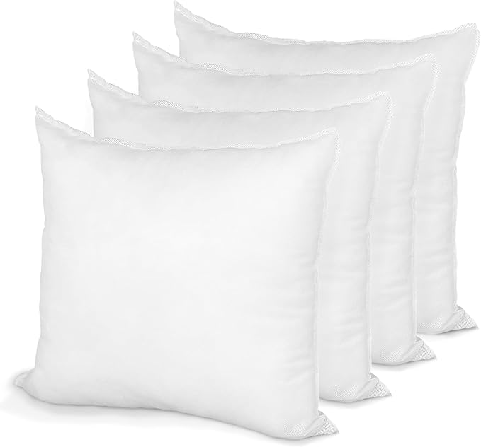 Hometex Throw Pillow Insert 10" x 10" Polyester Filled Standard Cover (4 Pack)