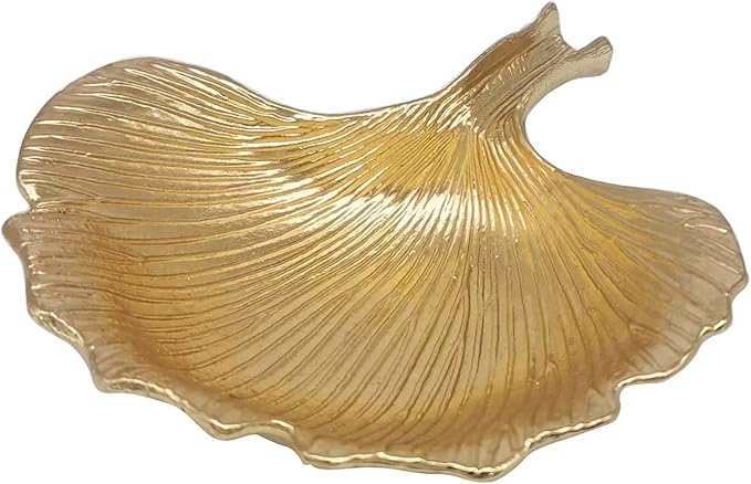 Metal Jewelry Dish, Small Leaf Shaped Ring Holder Jewelry Organizer, Trinket Dish Vanity Tray for Dresser Christmas Birthday Wedding Gifts