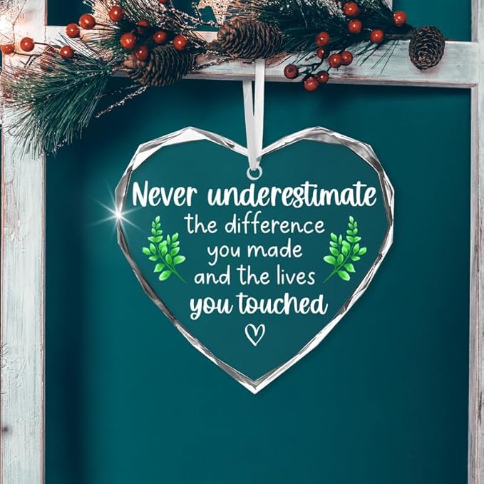 Christmas Thank You Gifts for Women Men - Glass Christmas Ornaments 2025 - Appreciation Gifts for Coworkers Teacher Nurse Boss, Retirement Gift for Woman, Stocking Stuffers Ornaments