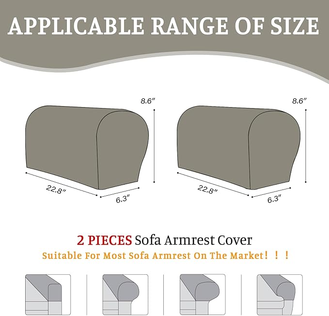 Sectional Couch Covers for Sofa Cushion L Shaped Couch Cover Washable Soft Couch Cushion Covers Stretch Sofa Slipcovers(2-Piece for Sofa Armrest Cover, Taupe)