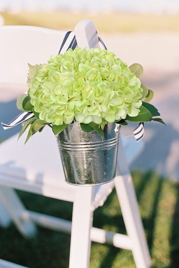 Hollyone 6 Pcs Green Hydrangea Artificial Flowers Heads with Stems Silk Faux Hydrangea Green Fake Flowers for Home Indoor Outdoor DIY Floral Wedding Flower Bouquets Kitchen Table Centerpiece Decor