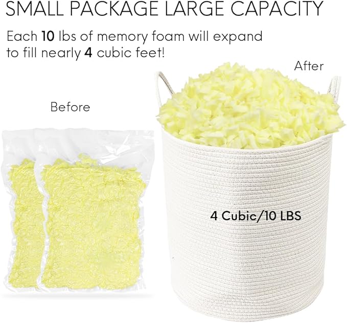 5LBS Bean Bag Filler - Shredded Memory Foam Beanbag Filling Pillow Stuffing Bean Bag Refill for Couch Cushion Stuffed Animals Dog Bed Chair Arts Crafts