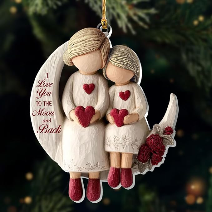 Jesuspirit Grandma & Grandchild Christmas Ornament – Grandma and Me, Acrylic Ornament for Grandmother, First 2025 (I Love You to The Moon and Back)