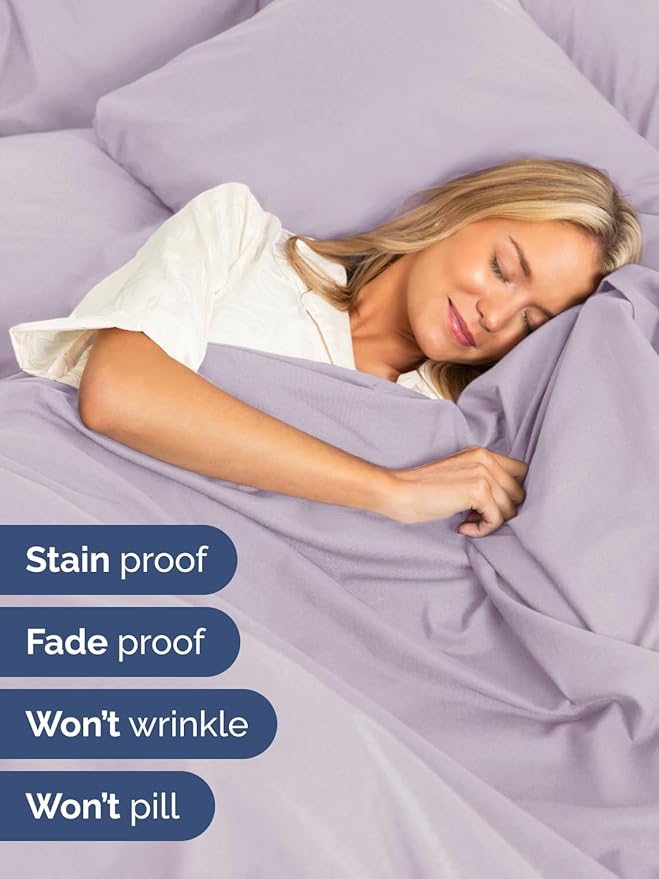 Extra Deep Full Sheet Set - 6 Piece Breathable and Cooling Sheets - Hotel Luxury Bed Sheets Set - Easy Fit - Soft, Wrinkle Free and Comfy Sheets Set - Light Lavender Sheet Set with Extra Deep Pockets