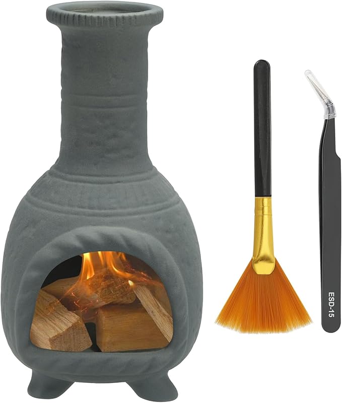 uxcell Incense Burner, Ceramic Incense Holder Santo Holder Ash Catcher with Cleaning Brush Tweezer Decorative Bowl for Meditation Stick Aromatherapy Yoga, Gray