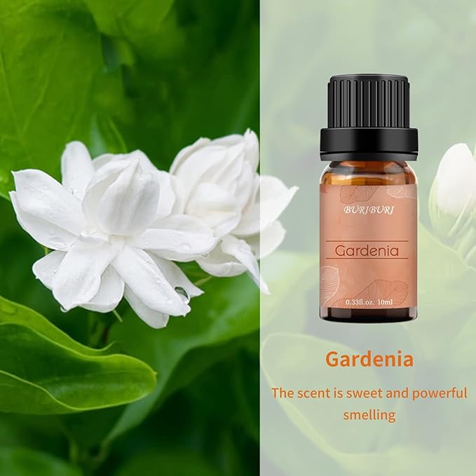 BURIBURI Honeysuckle and Gardenia Essential Oil Set, 100% Pure, Undiluted, Natural Essential Oils Gift Set for Diffuser, Massage