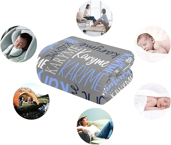 Personalized Blankets with Names Baby Gifts for Girls Boys Custom Soft Fleece and Sherpa Name Blanket for Kids and Adults Birthday for Daughter Son Granddaughter Grandson (Dark Grey)