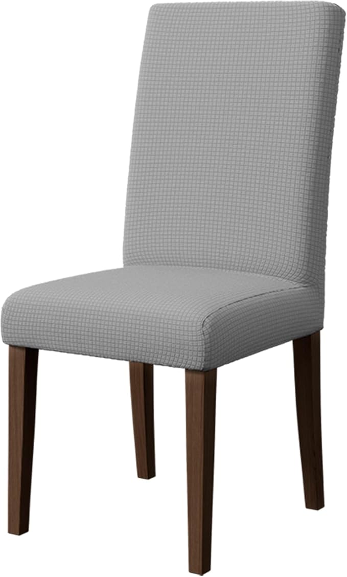 Chair Covers for Dining Room Set of 4, Washable Parson Chairs Slipcover Kitchen Seat Protector for Home, Party, Hotel, Banquet (Grey)