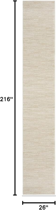 Nourison Home Essentials Indoor/Outdoor Ivory Beige 2'2" x 18 Area Rug, Easy Cleaning, Non Shedding, Bed Room, Living Room, Dining Room, Backyard, Deck, Patio (2x18)