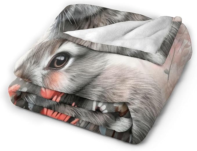 Tijuboni Rabbit Bunny Throw Blanket Rabbit Gifts for Girls Boys Women Men Kids Adults Soft Flannel Fleece Blanket for Couch Sofa Bed Home Decor 40"x50"