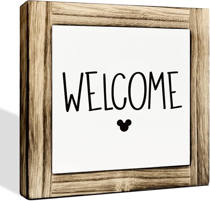 Welcome Desk Sign, Country Style Welcome Decor for Front Door Porch Entryway, Decorative Wooden Box Sign, Rustic Home Decor, Tabletop Decors, Housewarming Decors, 5.9×5.9 inches