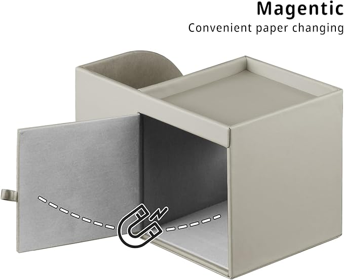 PU Leather Tissue Box Cover Square,Tissue Box Holder Organizer with Storage Tray and Remote Control Holder for Bathroom Countertop Night Stands Bedroom Office Desk,Napkin Caddy Decorative Grey