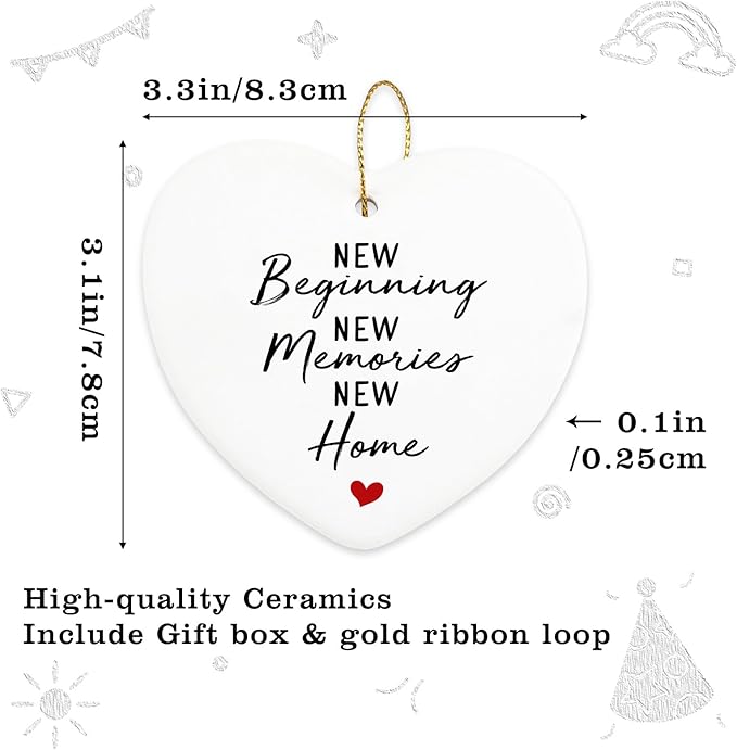 Housewarming New Home Hanging Ornament for New Homeowners - New Beginnings Gift for Women, Men, Christmas Tree Decoration