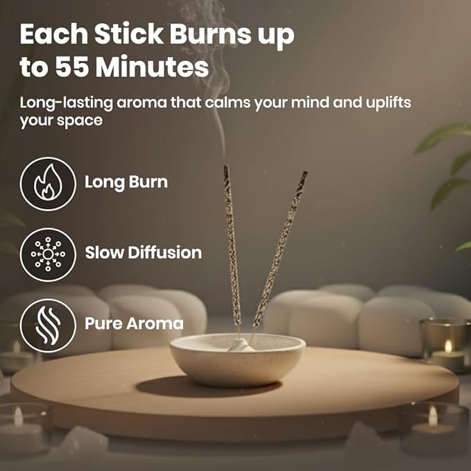 Tulasi White Sage Incense Sticks for Cleansing (48 Scent Sticks) | with Real Herbs | Long-Lasting 55-Minute Burn | Natural Essential Oils | Perfect for Meditation, Yoga & Removing Negative Energy