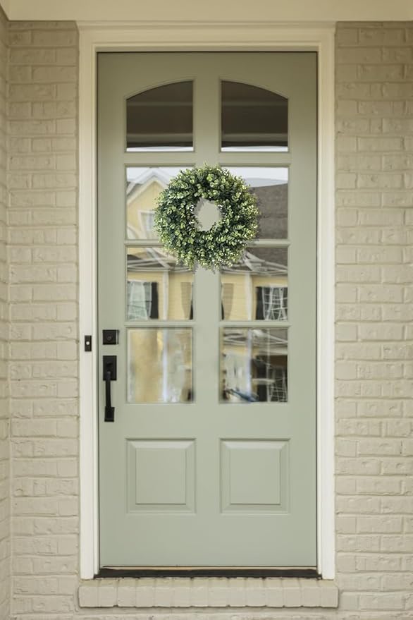 20” Wreaths for Front Door Spring Summer Green Boxwood Door Wreath for All Seasons Living Room Bedroom Window Wall Indoor Outdoor Farmhouse Easter St. Patrick's Independence Day Home Decoration