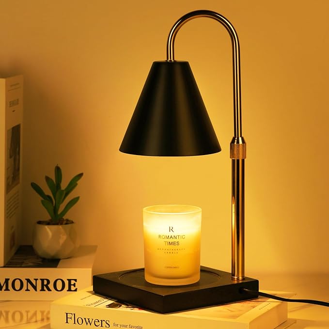 Candle Warmer Lamp with Timer Dimmer, Electric Candle Lamp Warmer for Bedroom Decor, for Women, Mom, Adjustable Metal Candle Lamp, Mom Gifts, Home Decor for House Warming Gifts, Black