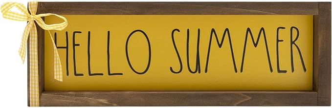 Summer Decorations For Home Hello Summer Wooden Sign Wall Table Centerpieces Shelf Mantle Office Decorative Wood Signage Rustic Farmhouse House Indoor Seasonal Decor