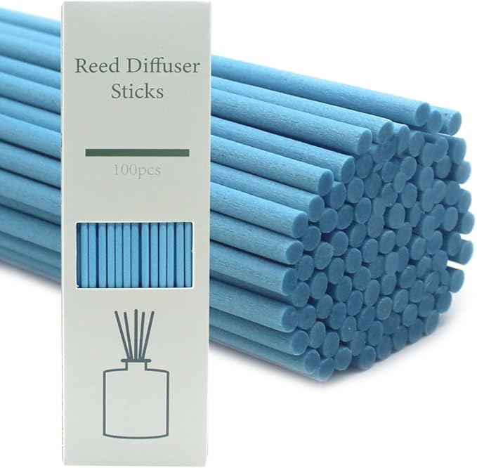 100PCS Aromatherapy Volatile Sticks，Reed Diffuser Sticks 3mm in Diameter, Rattan Wood Sticks Essential Oil Aroma Diffuser Sticks Refill Replacement for Aroma Fragrance (Blue, 12 in)
