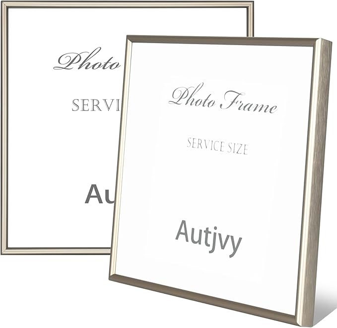 4x4 Picture Frame Set of 2, Champagne Modern Simple Thin Aluminum Metal Square Photo Frames with HD Real Glass, Display for Tabletop and Wall Collage, 2 Pack