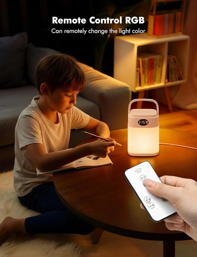 YHW RGB Touch Table Lamp, Dimmable Small RGB Bedside Bed Lamp for Bedroom, Cordless LED Night Desk Lamp Rechargeable Color Changing Nightstand Mood Cozy Lamp for Living Room Baby Nursery.