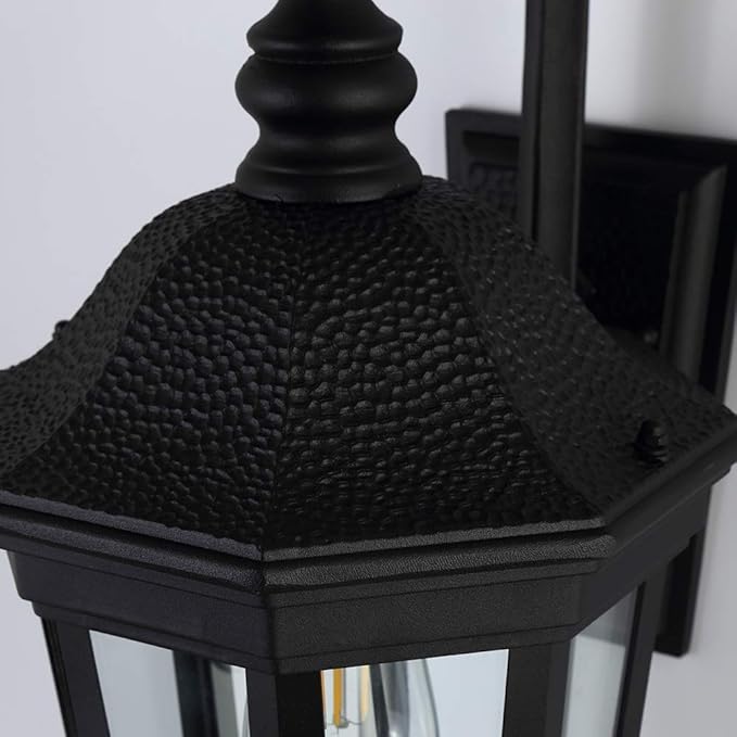 Exterior Light Fixtures, Outdoor Wall Light/Lantern, Large Outdoor Porch Light Fixtures Wall Mount in Matte Black Finish with Clear Glass, Aluminum Alloy, 60W
