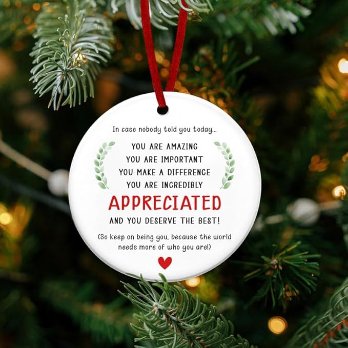 Christmas Inspirational Gifts for Women Men - Ceramic Christmas Ornaments 2025 for Tree Decorations - Motivational Teacher Appreciation Gifts for Coworker Friends, Stocking Stuffers for Women
