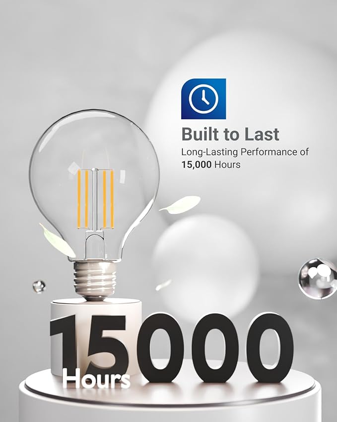 Sunco 6 Pack G25 LED Light Bulbs, Filament Edison Globe, Vanity Lighting Bulb for Bathroom Bedroom, 500 LM, 5W (60W Equivalent), 5000K Daylight, Dimmable, E26 Base, Clear UL