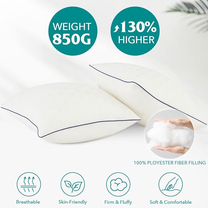 Oubonun 20x20 Pillow Inserts Set of 2 - Square Decorative Throw Pillows for Couch Bed Sofa Living Room Down Alternative Polyester Filling 20 Inch Insert(Beige)