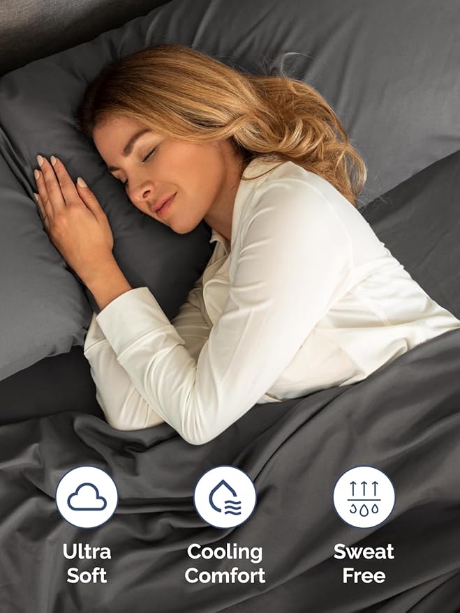 Extra Deep Split King Sheet Set - 7 Piece Breathable and Cooling Sheets - Hotel Luxury Bed Sheets Set - Easy Fit - Soft, Wrinkle Free and Comfy Sheets Set - Charcoal Sheet Set with Extra Deep Pockets