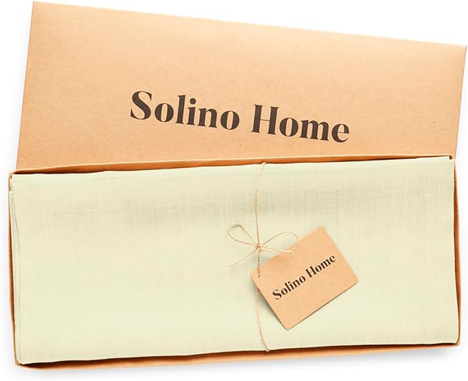 Solino Home Linen Table Runner 36 Inches - 100% Pure Linen Creamy Ivory Table Runner 14 x 36 Inch Ideal for Dresser and Coffee Tables - Spring, Easter - Diana Medium Weight