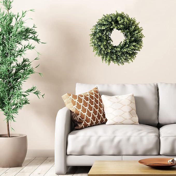 20” Wreaths for Front Door Spring Summer Green Boxwood Door Wreath for All Seasons Living Room Bedroom Window Wall Indoor Outdoor Farmhouse Easter St. Patrick's Independence Day Home Decoration