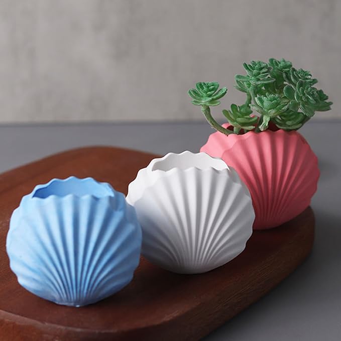 Seashell Succulent Potted Flower Pot Silicone Mold DIY Cement Gypsum Epoxy Resin Vase Candlestick Storage Box Mould Home Decor Craft