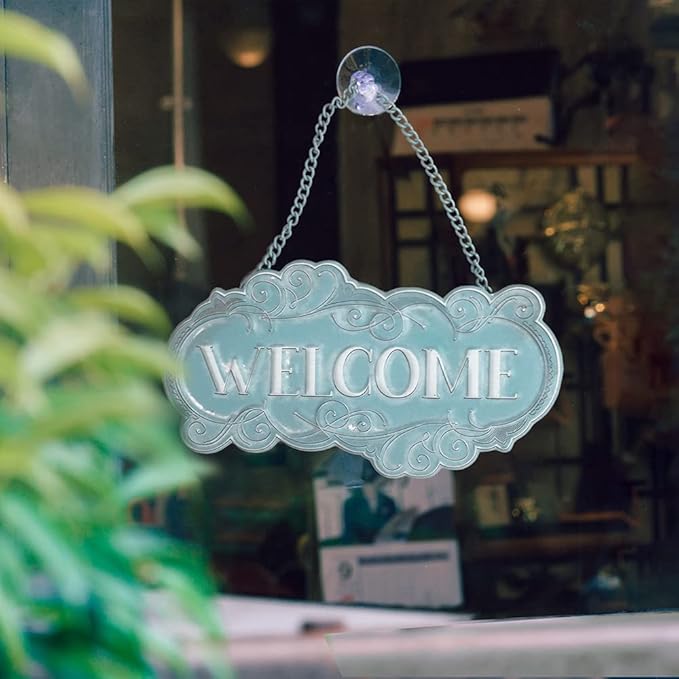 All Chic Metal Welcome Sign for Front Door Hanging welcome decor Welcome Door Sign Small Hanging Welcome Back Decorations Decor Front Porch Weclome Sign