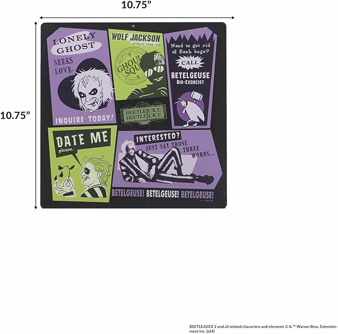 Beetlejuice Beetlejuice Dating Ad Collage Metal Sign - Fun Beetlejuice Wall Decor for Home